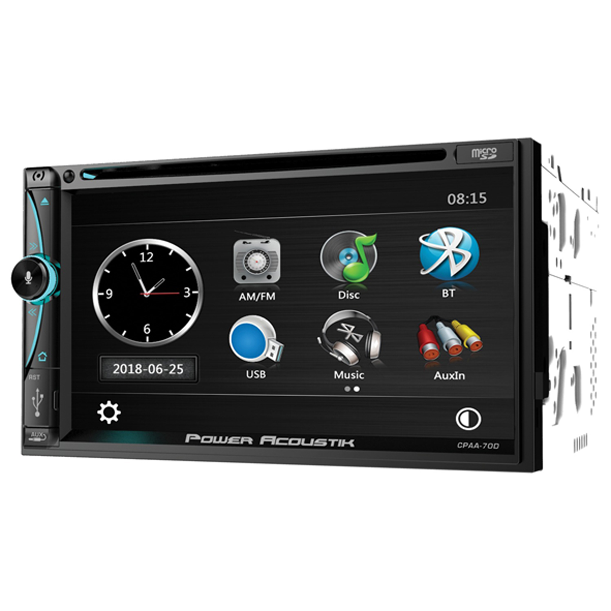 Power Acoustik, 7in. Double-DIN In-Dash Bluetooth DVD Receiver, Model# CPAA-70D